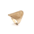Anillo ancho dorado retro con textura de cuentas en espiral multicapa y acabado mate - US 11 / Dorado