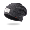 Gorro de punto Rock de doble capa con forro polar en color gris jaspeado efecto nieve - Forro de Lana / Negro