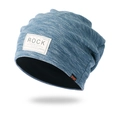 Gorro de punto azul oscuro con doble capa térmica y parche Rock de estilo casual - Forro de Lana / Azul