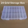 Caja de almacenamiento transparente de 24 compartimentos para joyas con hebillas dobles - 24 Rejillas / Transparente