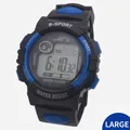 Large size digital sports watch for kids in black and blue waterproof design - Large / Blue