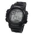Digital sports watch for children in black resin with waterproof features, large size - Large / Black