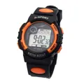 Black and orange kids digital sports watch with silicone strap and LCD display screen - Small / Orange