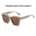 Fashionable y2k cat eye sunglasses featuring lotus pink frames with tea lenses - Pink Frame Tea Lens