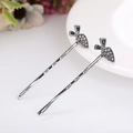 Set of two silver carrot shaped hair clips with sparkling white and green rhinestones - Carrot Gun Black / 2Pcs/Set