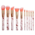 10-teiliges Make-up Pinselset mit Marmormuster, Gold-Elementen und Farbverlauf - OPP-Beutel / Rosa