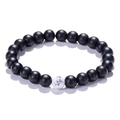 Bracciale di perle 8mm in pietra naturale nera opaca con un dettaglio in turchese bianco - Pietra Opaca (Singola)
