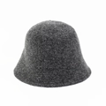 Gorro bucket de punto gris oscuro minimalista con textura de lana para otoño invierno - M (56-58cm) / gris oscuro