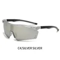 Occhiali da sole da ciclismo argento con lenti specchiate e montatura sportiva ventilata - Montatura Argento Lenti Specchiate Argento