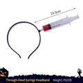 Halloween syringe headpiece with fake blood liquid illusion and lightweight design - One Size / Syringe Headband
