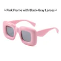 Pink chunky frame Y2K square sunglasses with dark grey lenses for fashion women - Pink Frame Dark Grey Lens