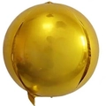 Spherical golden 4D foil balloon with a shiny metallic surface for party decor - 15 Inch / Gold