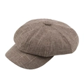 Light brown vintage newsboy cap with plaid texture and button top for men and women - M (56-58cm) / Coffee