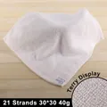 White cotton 30x30cm square hotel towel with 21-ply yarn weave and 40g weight - 21 Ply 40g (30*30cm)