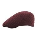 Thick knit ivy cap in burgundy red with cable stitch pattern for winter warmth - Adjustable / Burgundy