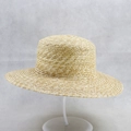 Women's summer straw boater hat with flat top and wide brim for sun protection - M / Classic Wide Brim Woven Style (8)