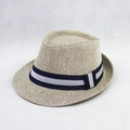 Chapeau Fedora classique en paille avec ruban bicolore pour protection solaire de plage - Taille Unique (Circonférence 58cm) / Kaki
