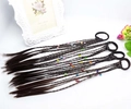 Kids colorful beaded hair braid extension with dark brown synthetic hair and elastic band - Beaded Braids Hair Tie Random Style