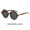 Gafas de sol redondas retro con montura de carey y lentes de color gris oscuro - Marco de Carey Lentes Gris Negro
