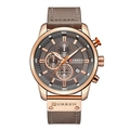 Curren men's chronograph watch with brown leather strap and rose gold case - Gold Grey
