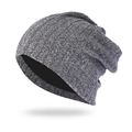Bonnet tombant gris foncé pailleté pour hommes et femmes, texture tricotée chaude - Taille unique / Noir