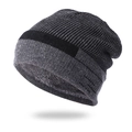 Berretto invernale in maglia termica con spessa fodera in pile e design patchwork - Taglia unica / Grigio