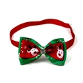 Christmas dog bow tie with reindeer print, green and red holiday patterns and rhinestone - 1*(20-36)CM / Moose Snowflake Red Rhinestone (VN088-6)