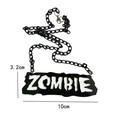 Collana con ciondolo ZOMBIE nero gotico con catena spessa, misura 10cm x 3,2cm - Zombie