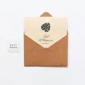 Minimalist greeting card set with monstera leaf illustration and kraft paper envelope - Leaf Whisper Card - Style B