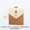 Minimalist vintage stationery set with kraft envelope and Think Of You greeting card - Style F - HK8021 Floral Wish Card