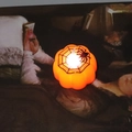 Lámpara de calabaza de Halloween con diseño de telaraña y luz LED cálida decorativa - Estilo de Araña