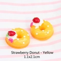 Macro detail of 1.1x2.1cm strawberry donut charms for DIY jewelry and hair accessories - 1.1x2.1CM / Large Strawberry Doughnut - Yellow