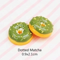 Green resin donut charm with yellow dots for DIY hairpins and jewelry making, 0.9x2.1cm - 0.9x2.1cm / Dotted Doughnut - Matcha Green