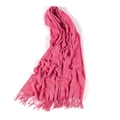 Thick deep pink cashmere-blend shawl scarf with fine tassel trim for autumn and winter - Watermelon red