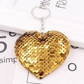 Portachiavi a cuore con paillettes oro champagne per borse e chiavi dell'auto, elegante - Cuore Piccolo 7*8cm (Anello Argento) / Cuore-Oro