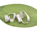 Convertidor de pendientes de clip en U plateado con almohadillas para comodidad - Clip de Oreja en U Sin Corte de Aguja Agujero Lateral / Plateado