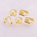 Five gold U-shaped earring converters with screw adjustment and clear silicone pads - U-Shaped Ear Clip No Needle Cutting Side Hole / Gold