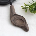 Ethnic vintage sweater necklace featuring dark brown handcrafted wood pendant on cord - Style 3