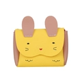 Cute yellow and pink rabbit mini crossbody bag in textured litchi pattern PU leather - Yellow