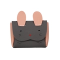 Mini bunny crossbody bag for kids in dark grey and pink with rabbit ear details - Gray