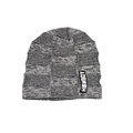 Winter chunky knit beanie in grey checkered pattern with woven logo label detail - One Size / Gray