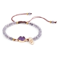Handmade woven bracelet featuring light purple faceted stones and a druzy crystal - Round Druzy / Purple