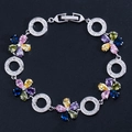 Bracciale floreale in argento con zirconi colorati taglio a pera in posa circolare - Colorato