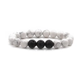 10mm volcanic lava and white turquoise beaded bracelet with natural grey textures - 3 Lava Stone + White Turquoise