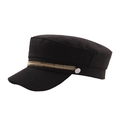 Cappello da marinaio nero in lana con catena dorata decorativa e bottoni in metallo - M(56-58cm) / Nero