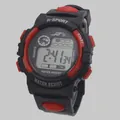 Digital sports watch for children in black and red design, large size with LCD display - Large / Red