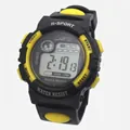 Kids digital sports watch in black and yellow large size with waterproof function - Large / Yellow