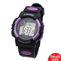 Small size children's digital sports watch in black and purple with rubber strap. - Small / Purple