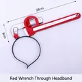 Halloween blood stained red wrench headband prop for spooky costume parties - One Size / Red Pipe Wrench Headband