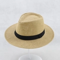 Cappello da sole in paglia a tesa larga da uomo con nastro nero stile Panama - 58cm / Cachi